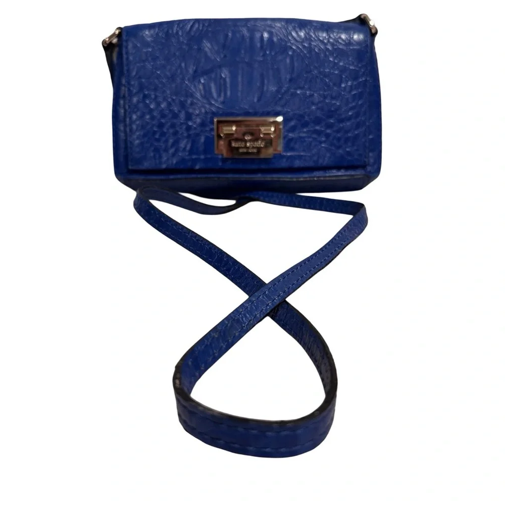 Kate Spade New York Rialto Place Sally Crossbody Bag Blue Crocodile Embossed GUC